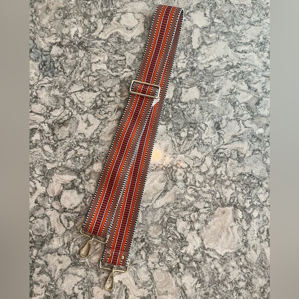 Adjustable Red & White Striped Bag Strap